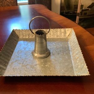 Rustic galvanized  square bottle topper tray